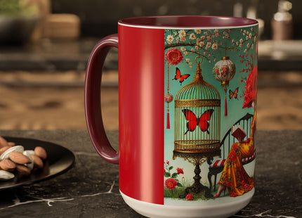 Reading in a Painted Garden Colorful Mugs (11oz, 15oz)