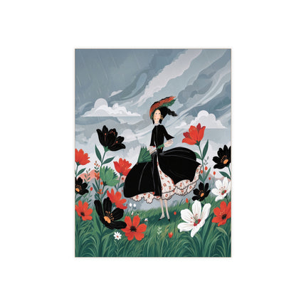 🌧️🌺 The Stormy Flower Walk Ceramic Tile – Art Deco Floral Fashion