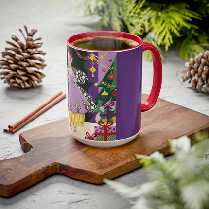 🎁✨ The Lavender Christmas Masquerade Colorful Mug – Art Deco Holiday Fantasy