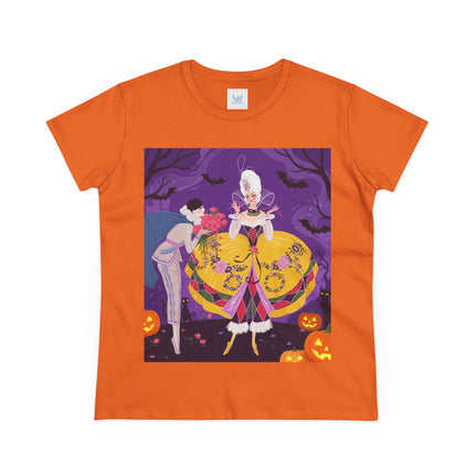 🎭🌹 The Harlequin Rose Masquerade Cotton Tee – Theatrical Halloween Romance