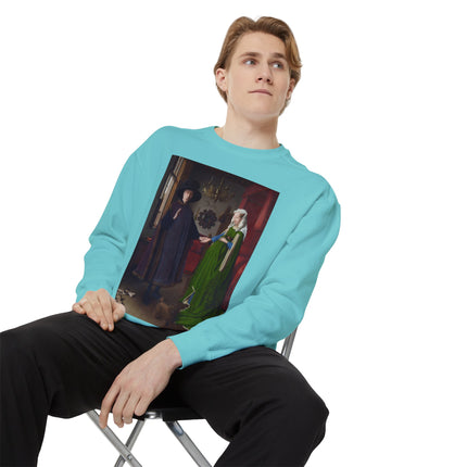Arnolfini Portrait by Jan Van Eyck Unisex Garment-Dyed Sweatshirt