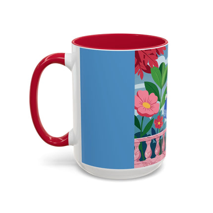 The Lady Of The Blossoming Terrace Colorful Mugs – Art Deco Floral Garden Elegance