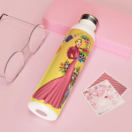 Elegant Holiday Woman with Gifts Slim Water Bottle