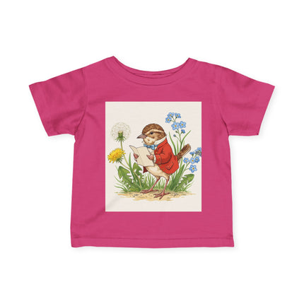 🐦📜 The Little Meadow Songbird Infant Fine Jersey Tee – Whimsical Woodland Charm