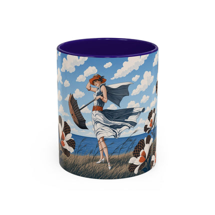 🌊🌼 The Windswept Seaside Promenade Colorful Mug – Art Deco Coastal Elegance
