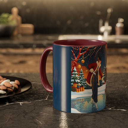 ⛸️🎄 The Christmas Skating Pavilion Colorful Mug – Art Deco Holiday Fantasy