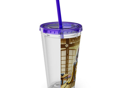 Playful Kitten in the Tea Room Sunsplash Tumbler with Straw, 16oz