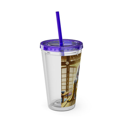 Playful Kitten in the Tea Room Sunsplash Tumbler with Straw, 16oz