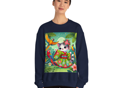 Parrot Dance of the Geisha Kitten Heavy Blend™ Crewneck Sweatshirt