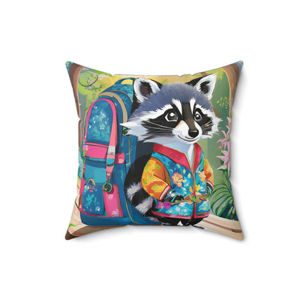 Baby Racoon Spun Polyester Square Pillow