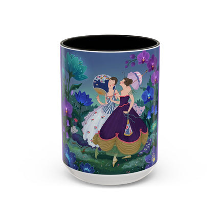 The Ladies Of The Moonlit Garden Colorful Mugs – Art Deco Floral Elegance
