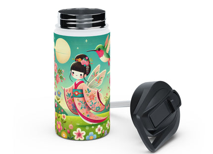 Geisha Fairy and the Hummingbird Blossom Stainless Steel Water Bottle, Standard Lid