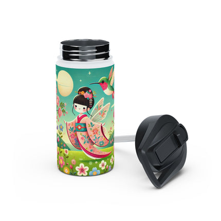 Geisha Fairy and the Hummingbird Blossom Stainless Steel Water Bottle, Standard Lid