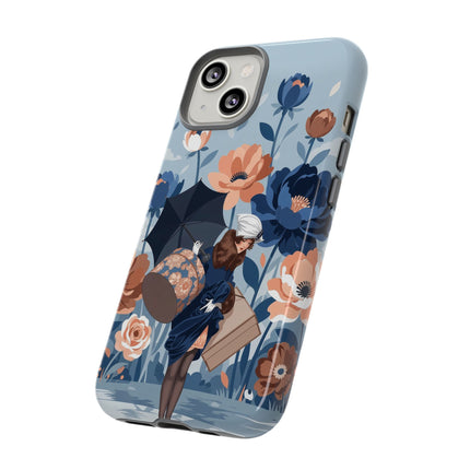 ☂️🌺 The Lady Of The Traveling Garden Phone Case – Art Deco Floral Adventure