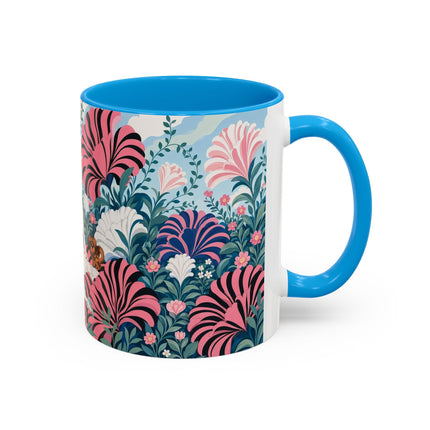 🌸🦋 The Enchanted Pink Blossom Retreat Colorful Mug – Art Deco Floral Whimsy