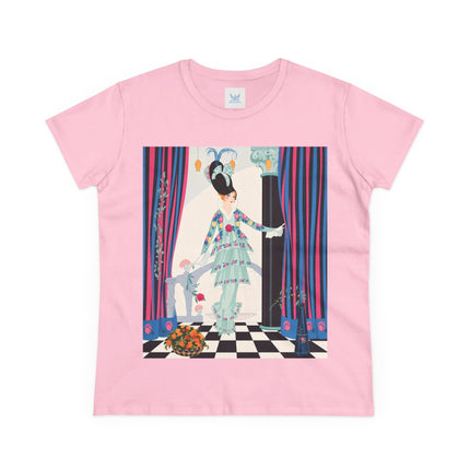 🌸🎭 The Lady Of The Garden Salon Cotton Tee – Art Deco Floral Elegance