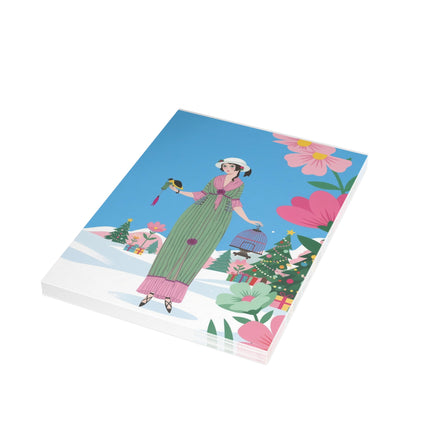 🐦🌸 The Lady Of The Christmas Songbird Greeting Card – Art Deco Holiday Charm