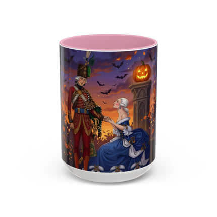 🎃💙 The Pumpkin Lantern Courtship Colorful Mug – Romantic Halloween Elegance