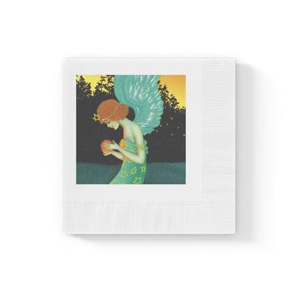 Twilight Angel White Coined Napkins