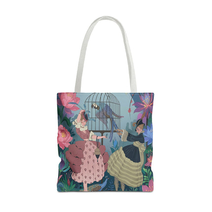 🦜🌸 The Ladies Of The Enchanted Aviary Tote Bag – Art Deco Floral Fantasy