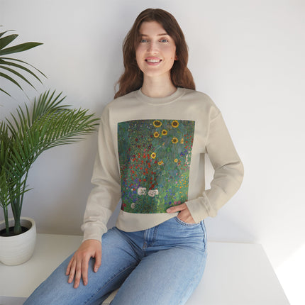 Farm Garden with Sunflowers by Gustav Klimt Heavy Blend™ Crewneck Sweatshirt