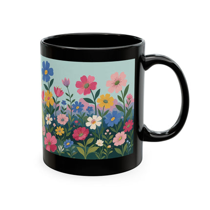 🌼🪭 The Lady Of The Grand Flower Garden Ceramic Mug – Art Deco Garden Whimsy