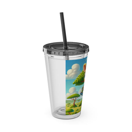 Giraffe Lookout Sunsplash Tumbler with Straw, 16oz