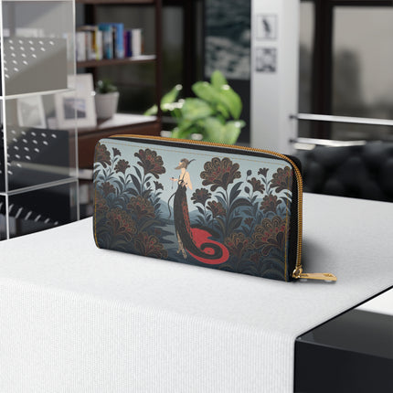 🌹🖤 The Crimson Nocturne Garden Wallet – Art Deco Floral Elegance