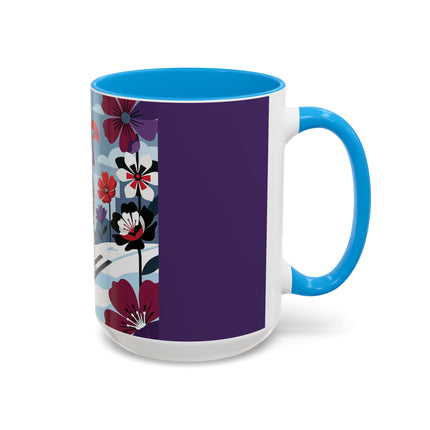 🎿❄️ The Winter Flower Skier Colorful Mug – Art Deco Alpine Fantasy