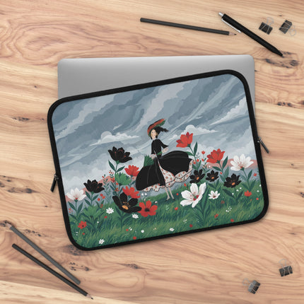 🌧️🌺 The Lady Of The Storm Garden Laptop Sleeve – Art Deco Floral Drama