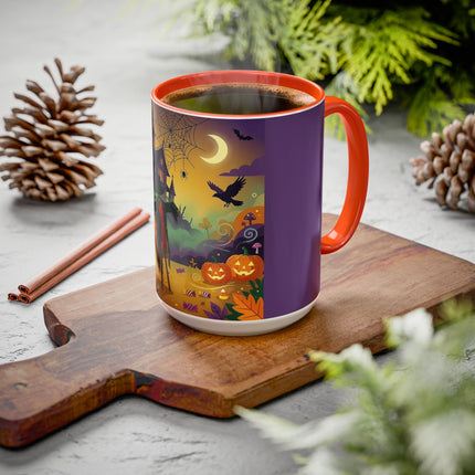 🌙🎃 The Scarecrow Of Haunted Hollow Colorful Mug – Whimsical Halloween Mystery