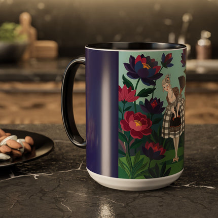 The Lady Of The Lotus Garden Colorful Mugs – Art Deco Botanical Elegance