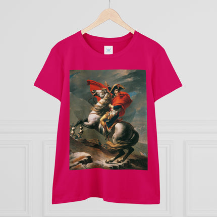 Napoleon Crossing the Alps by Jacques-Louis David Women's Midweight Cotton Tee