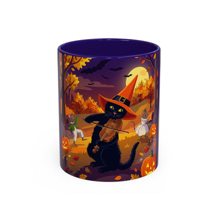 🐈‍⬛🎻 The Black Cat's Moonlit Melody Colorful Mug – Whimsical Halloween Music