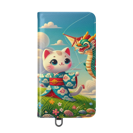 🪁🐉 Geisha Kitten and the Dragon Kite Flip Case – Joyful Flight & Dragon Spirit