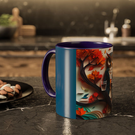 Owl at an Autumn Park Colorful Mugs (11oz, 15oz)