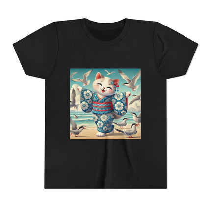 Geisha Kitten by the Seaside Youth Short Sleeve Tee