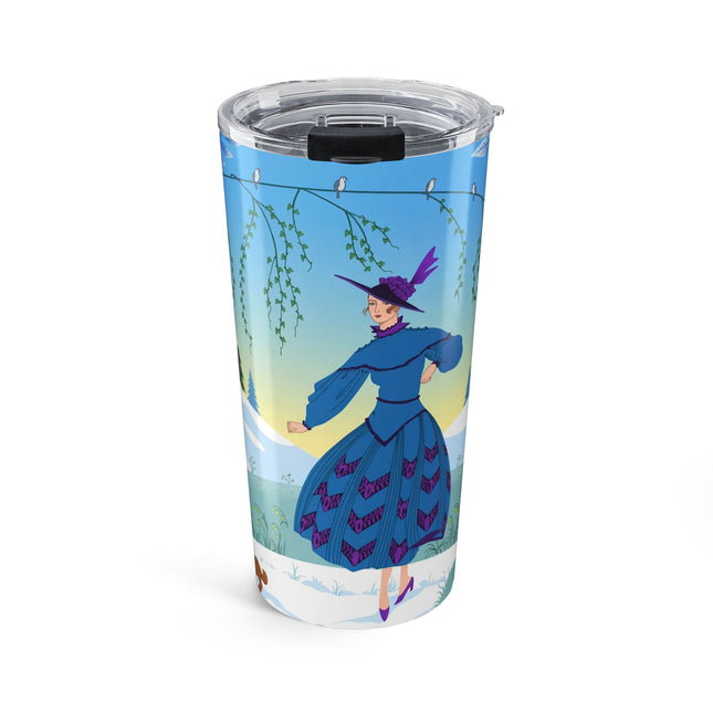 💙🐕 The Lady Of The Winter Blue Garden Tumbler – Art Deco Holiday Elegance
