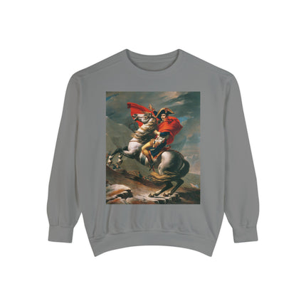 Napoleon Crossing the Alps by Jacques-Louis David Unisex Garment-Dyed Sweatshirt