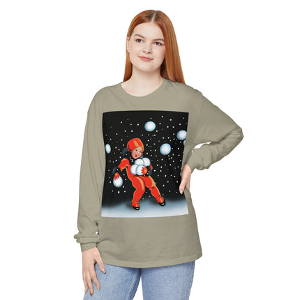 Festive Snowball Unisex Garment-dyed Long Sleeve T-Shirt