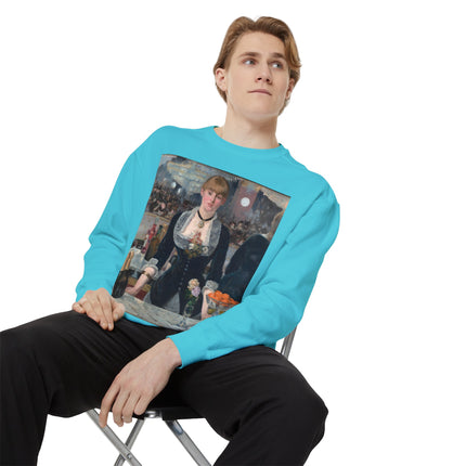A Bar at the Folies-Bergère by Edouard Manet Unisex Garment-Dyed Sweatshirt