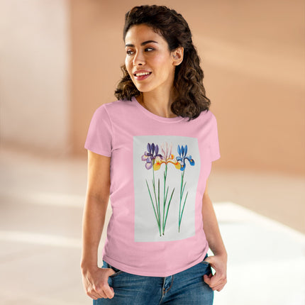 Women's Blue Iris Print Midweight Cotton Tee