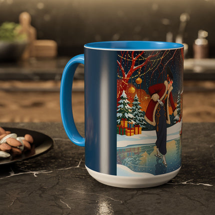 ⛸️🎄 The Christmas Skating Pavilion Colorful Mug – Art Deco Holiday Fantasy