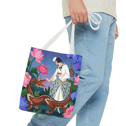 🐉🌸 The Dragon Keeper Tote Bag – Art Deco Floral Fantasy