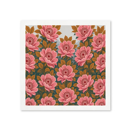 🌸🍂 The Pink Blossom And Golden Leaf Garden Napkins – Romantic Botanical Elegance