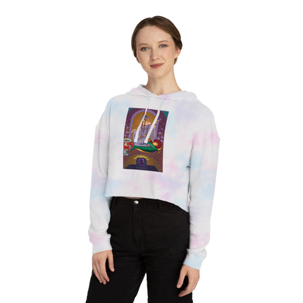 February & Amethyst (from the Gem Series) by Sofia Chiostri Women’s Cropped Hooded Sweatshirt