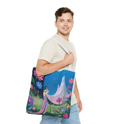 🌸🏔️ The Lady Of The Mountain Garden Tote Bag – Art Deco Floral Fantasy