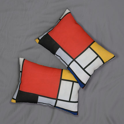 Composition with Red, Yellow, Blue, and Black by Piet Mondrian Spun Polyester Lumbar Pillow