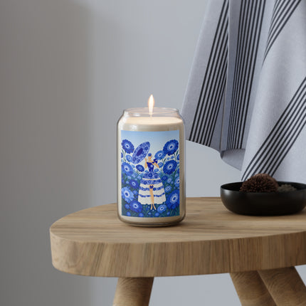 💙🌼 The Lady Of The Sapphire Blue Flower Garden Scented Soy Candle – Art Deco Floral Elegance