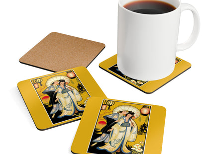 Golden Embrace Corkwood Coaster Set